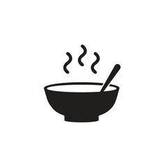 Hot Soup Bowl Icon, vector illustration of a bowl vector hot soup black bowl sign symbol