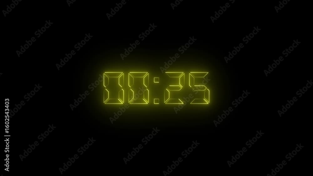 Poster 30 second countdown timer animation digital stopwatch. 4k countdown animation on black background.
