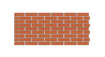 Classic Red Brick Wall Illustration with Clean Lines and White Mortar Joints Architecture