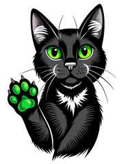 Obraz premium black cat with green eyes