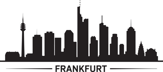 Frankfurt Skyline Silhouette Vector with Messeturm and Financial District