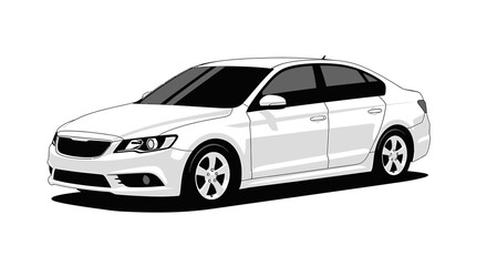 Fototapeta premium Sleek Automobile Illustration: A Modern Sedan Depicted in Stark Black and White Simplicity Vehicle Design Showcase Sophisticated Automotive Portrayal