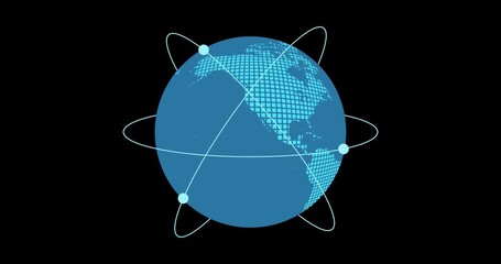 Globe world map rotate with black background - Powered by Adobe