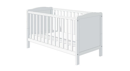 Minimalist White Baby Crib Illustration Showcasing Simplicity and Modern Design Aesthetics
