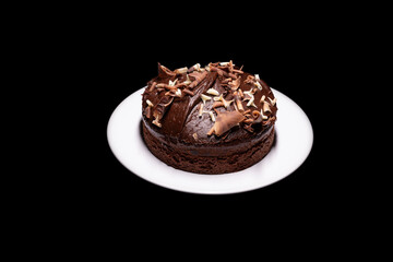 chocolate cake on white background