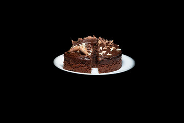 chocolate cake isolated on white