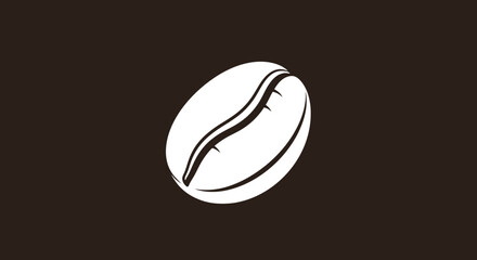 Simple and Sleek Graphic Illustration of a Coffee Bean Against a Plain Brown Background