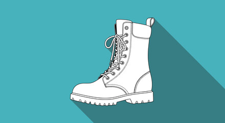 Stylized Workboot Illustration on Teal Backdrop with Geometric Shadow Casting Effect