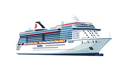 Majestic cruise ship illustration showcasing elegant ocean liner design against a pristine white background creating a captivating travel theme