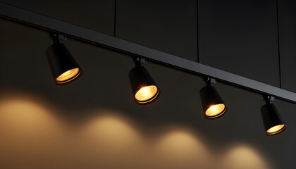 Black track lighting with five spotlights.