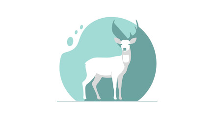 Elegant deer illustration with abstract teal background ideal for nature inspired design projects with a minimalist touch