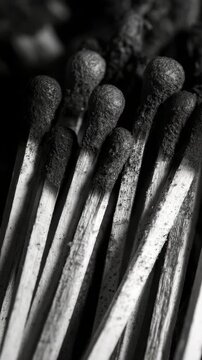 Collection of used match heads.