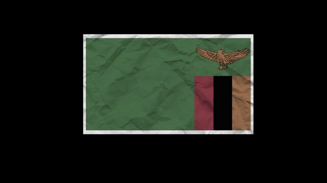 An animation of the Zambia flag unfolding as if it were a piece of paper.