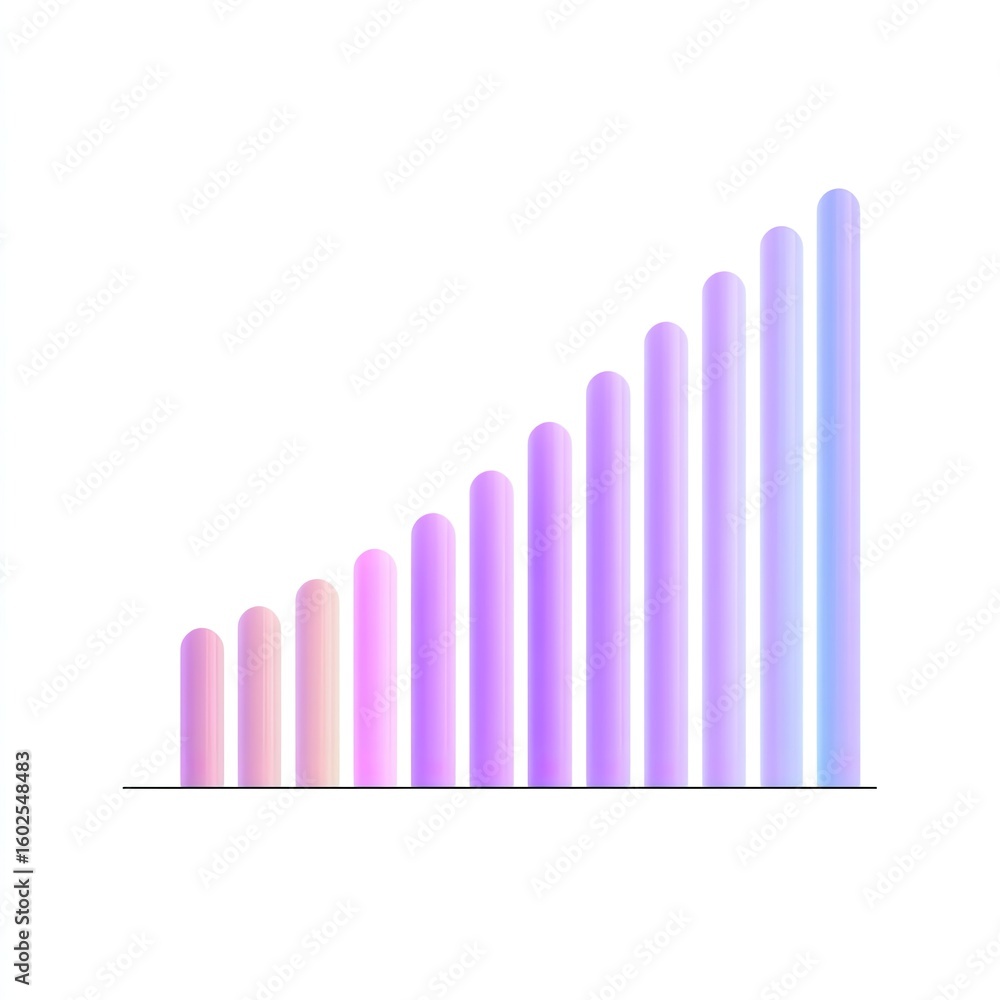 Poster gradual increase in data visualization with soft pastel colors and modern design elements for busine