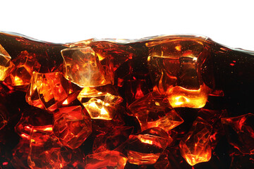 Refreshing cola with ice isolated on white