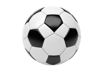 Classic soccer ball with black and white panels isolated on transparent background