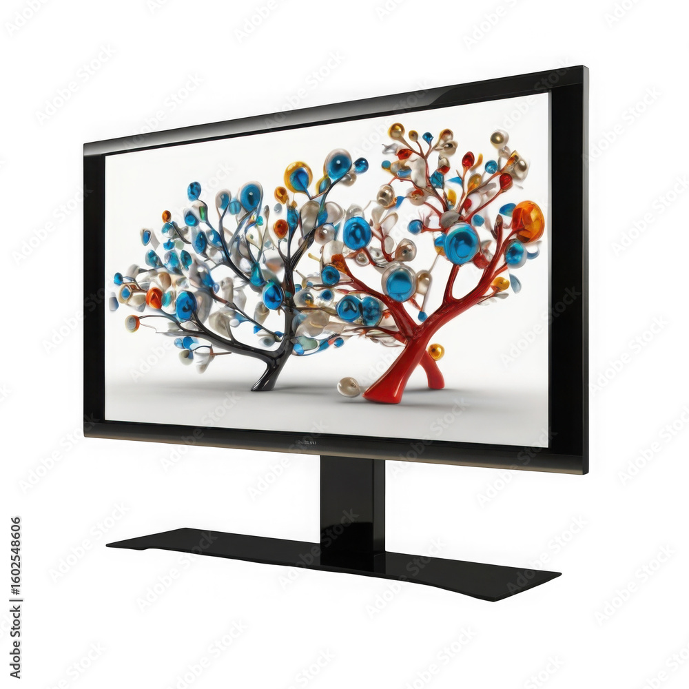 Fototapete photo of a modern computer monitor displaying abstract colorful artwork isolated on transparent back