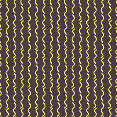 Hand drawn watercolor yellow ribbon seamless pattern isolated on dark background. Can be used for textile, fabric scrapbook and other printed products.