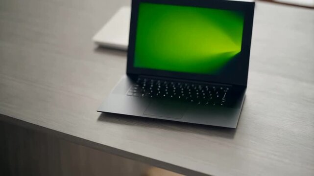 A laptop with green screen on top of it animated chromakey background cartoonish design backgrounds frame style colorful gesture emotion composition motion elements creative illustration