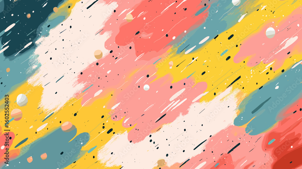 Poster abstract colorful brush strokes in playful pattern design