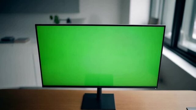 A computer with green screen sitting on desk animated chromakey background movement backgrounds expression composition emotion figure scene creative gesture elements style illustration