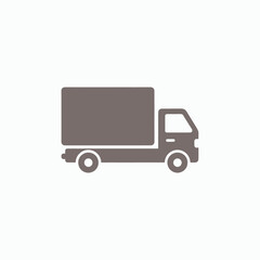 Monochrome truck silhouette icon. A flat vector graphic symbol for delivery, cargo, freight, and commercial transport business.