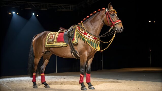 Full Shot of GNR Horse with Green and Black Harness