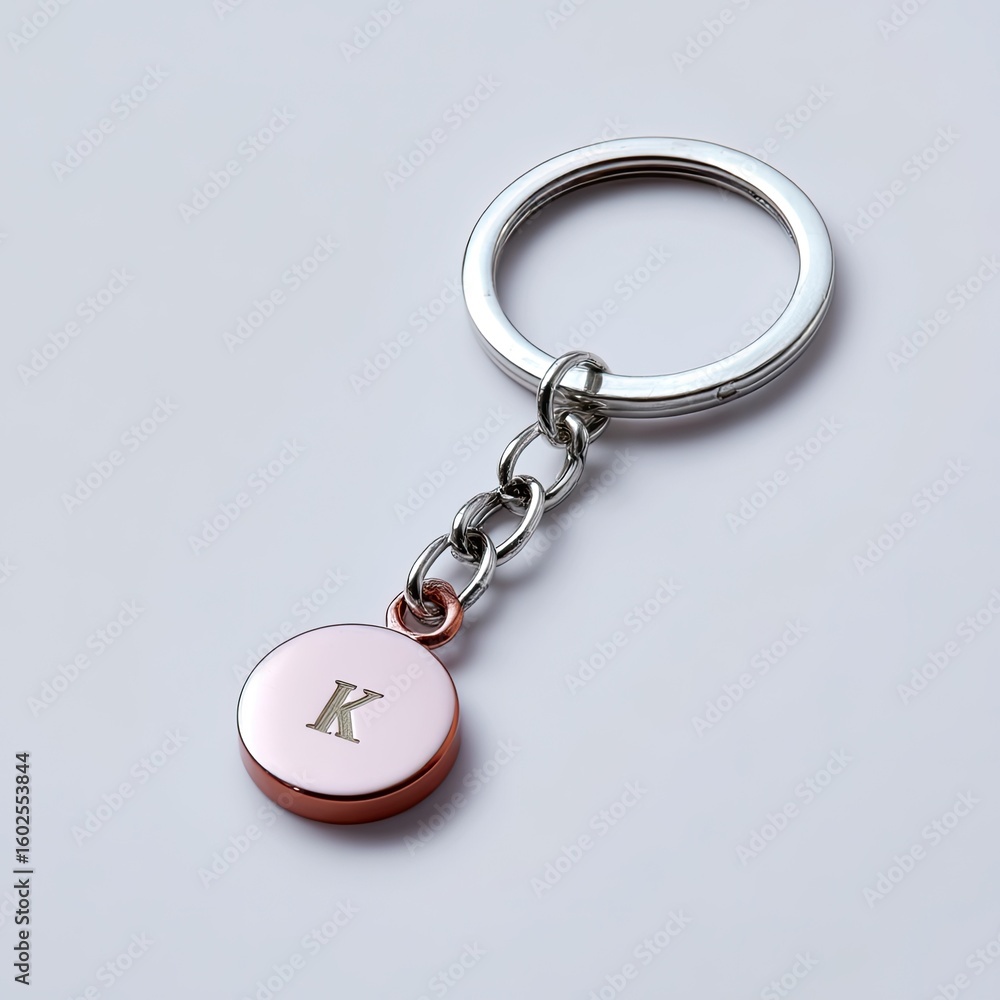 Poster stylish keychain accessory with initial letter k in elegant design and colorful detail for personal 