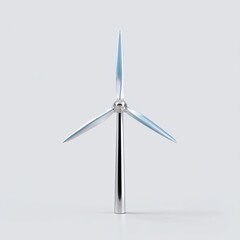 Modern Wind Turbine with Sleek Design and Blue Blades in a Minimalist Style for Renewable Energy Concepts