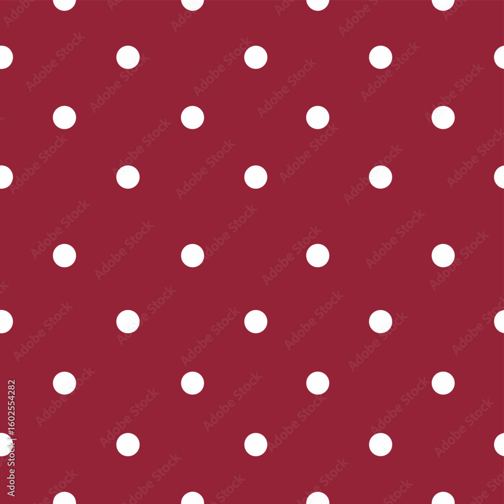 Poster red background with white polka dots in simple pattern