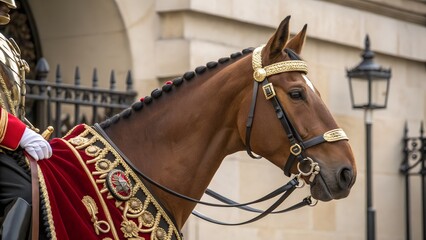 Obraz premium Side Profile of Norway Military Parade Horse