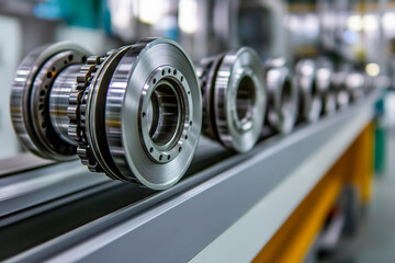 Close-up view of precision industrial components in machinery Generative AI