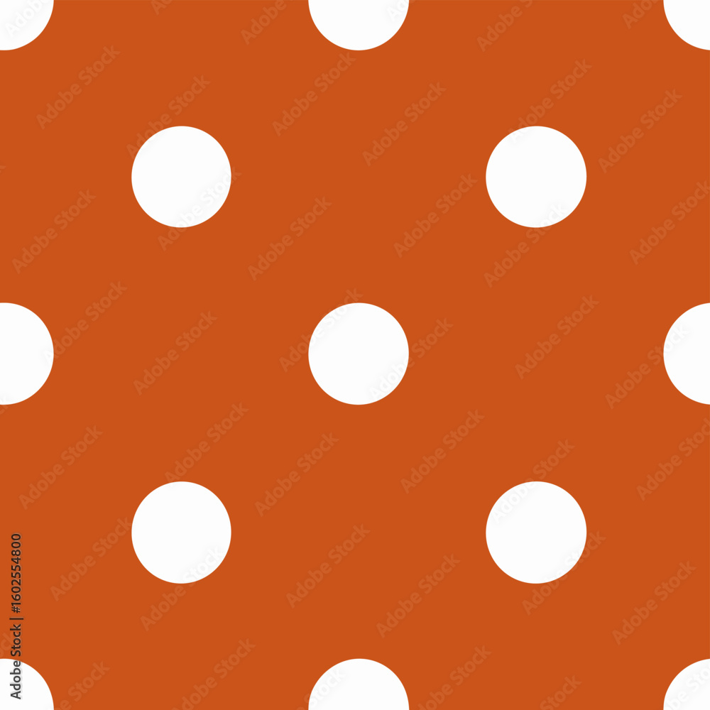 Poster orange background with white polka dots in a playful pattern