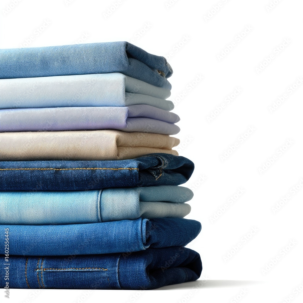 Poster stack of various fabric textures in different shades of blue and light tones for textile backgrounds