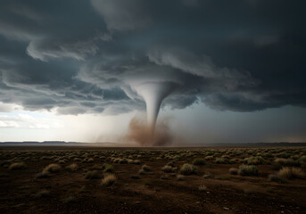 Fototapeta premium Powerful tornado over dry landscape