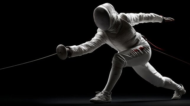 A fencer lunging forward during an intense match showcasing precision and intensity