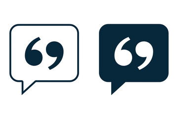 Quotation Icon Set – Vector Speech Bubble with Quotation Marks for Messaging and Blogging