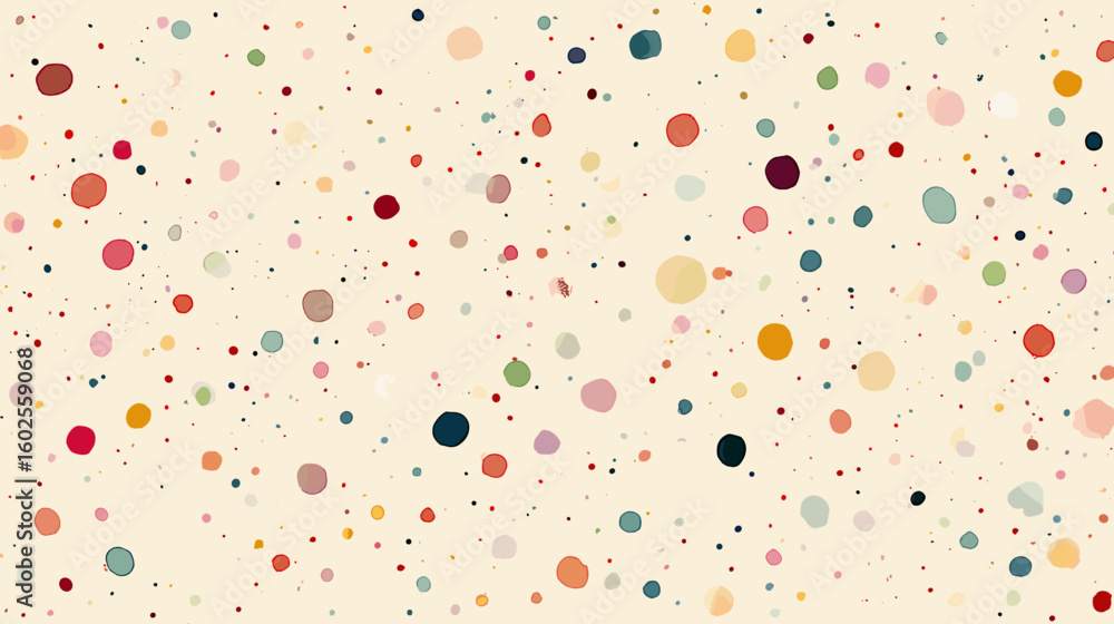 Poster colorful flat vector background with scattered dots and circles