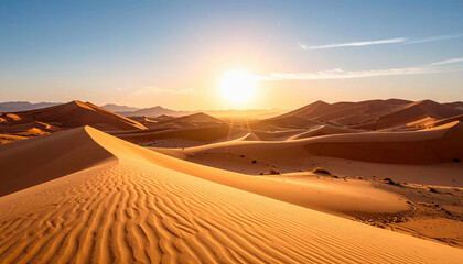 Golden Sunrise Over Endless Sand Dunes