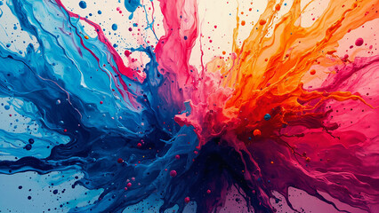 Vivid Paint Splash in Blue and Pink | Abstract Color Explosion of Blue and Pink Paint | Colorful Splash of Paint in Motion

