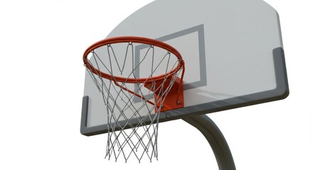 Basketball Hoop with Orange Ring and Net Against White Sky