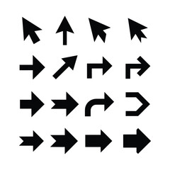 Right Arrow Icons Big Black Modern Simple Arrow Vector Collection and Cursor Set