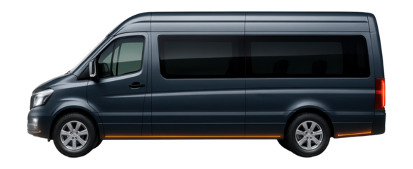 Minibus equipped with front fog lights and wide rear window