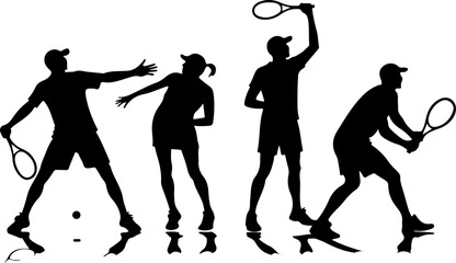 Fototapeta premium Young Tennis Players Silhouette Line-up