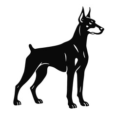 Doberman Pinscher Dog Standing Silhouette - Pet Animal