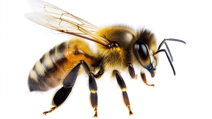 Honeybee profile against white background
