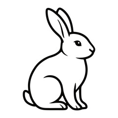 Obraz premium Cute Sitting Rabbit Outline Vector - Easter Pet Icon