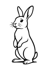 Obraz premium Cute Standing Rabbit Outline Vector - Animal Farm Pet Icon