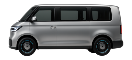Electric minibus with distinctive LED headlight design and regenerative braking system