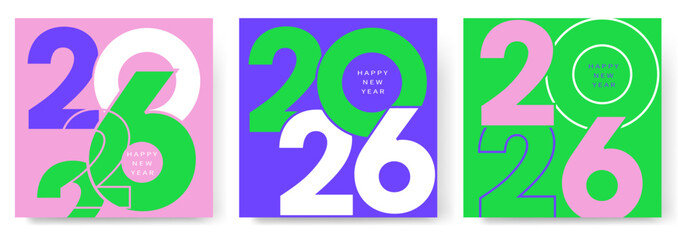 2026 logo concept for calendar, poster, flyer, banner. Modern design for calendar, invitations, greeting cards. Set of new year logo text design. stock illustration	
